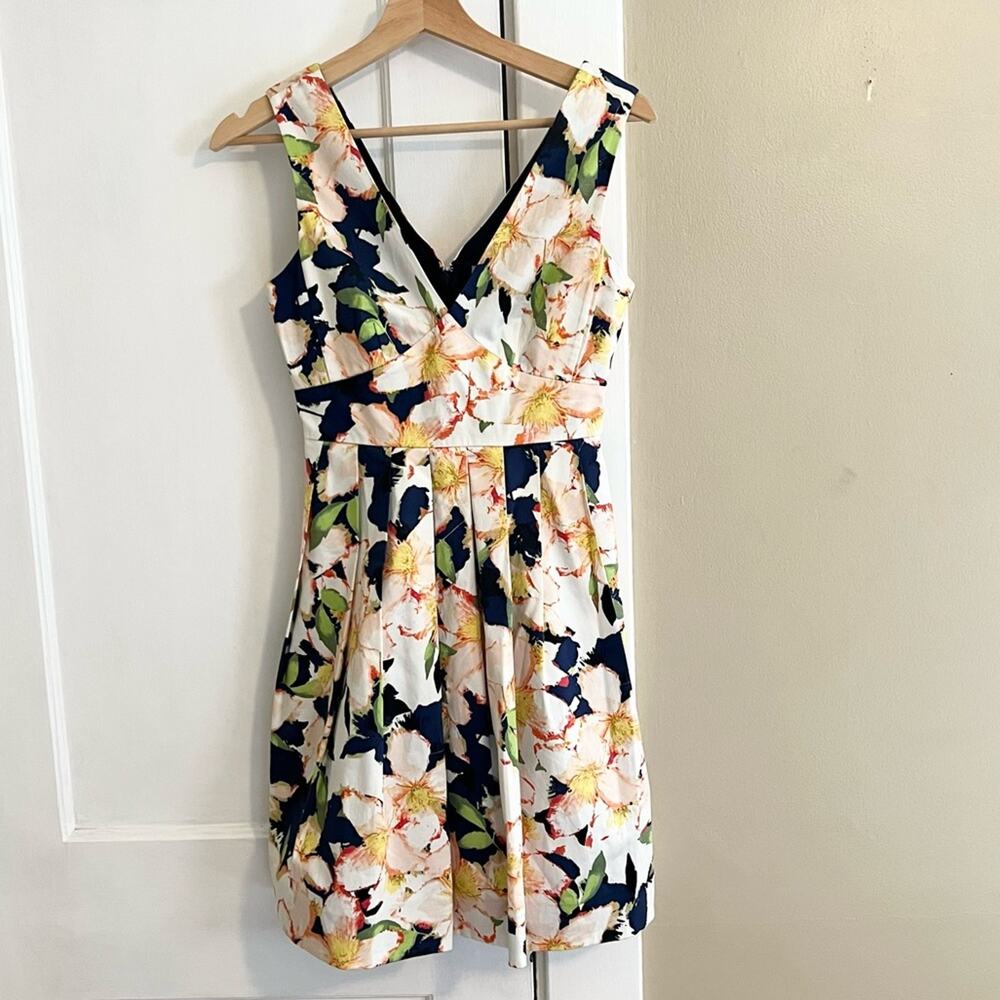 J crew dress floral print pleated cotton blend